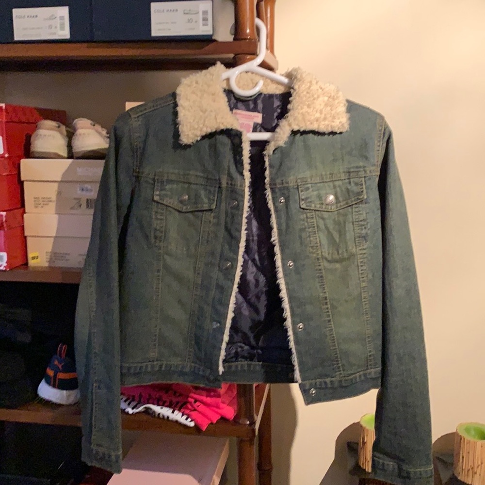 Sheep Skin Collar Blue Jean Jacket